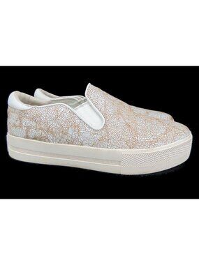 Ash Jungle Gray Gold Crackle Sneaker Shoes EU 40 US 10 Womens Leather Platform